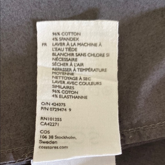 COS Gray Midi Collared Shirt Dress 38” Length 3/4 Sleeves Minimalist Utility - Picture 8 of 9